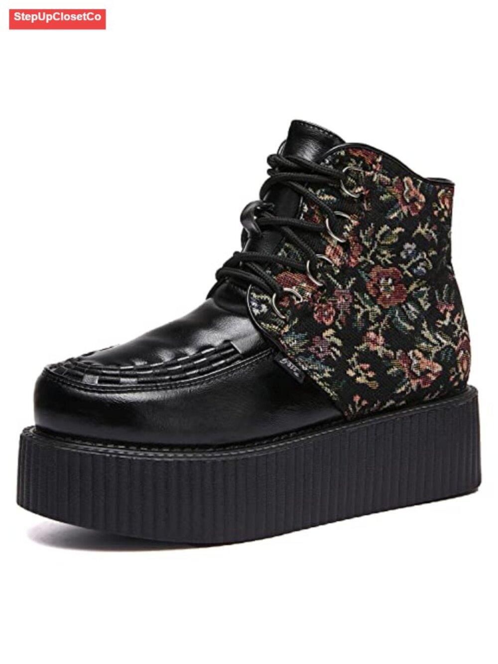 Women's High Top Suede Lace Up Platform Creepers Ankle Boots